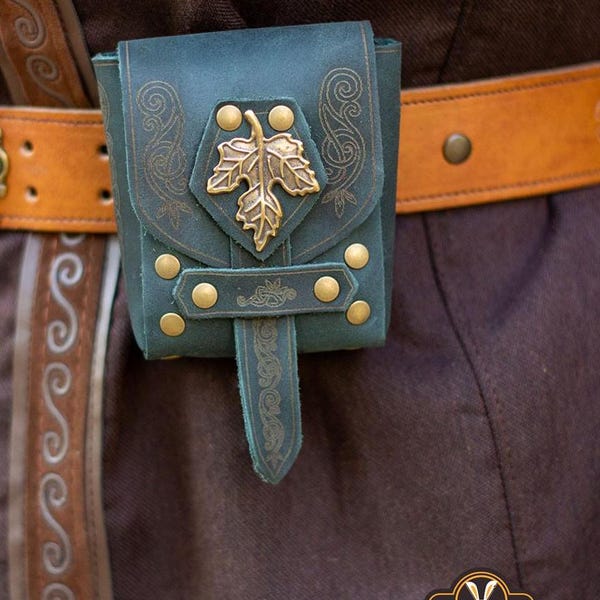 Elvish Leather Belt Bag: Lassel Small Pouch, LARP Cosplay Accessory