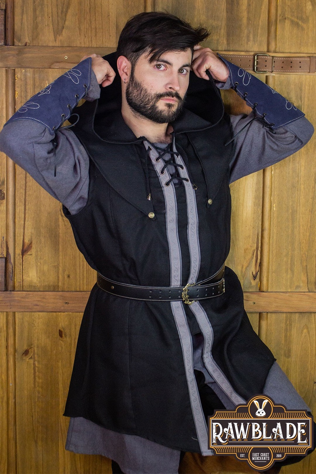 ハロウィン アサシン PUレザー ノースリーブ フード付き エルフ