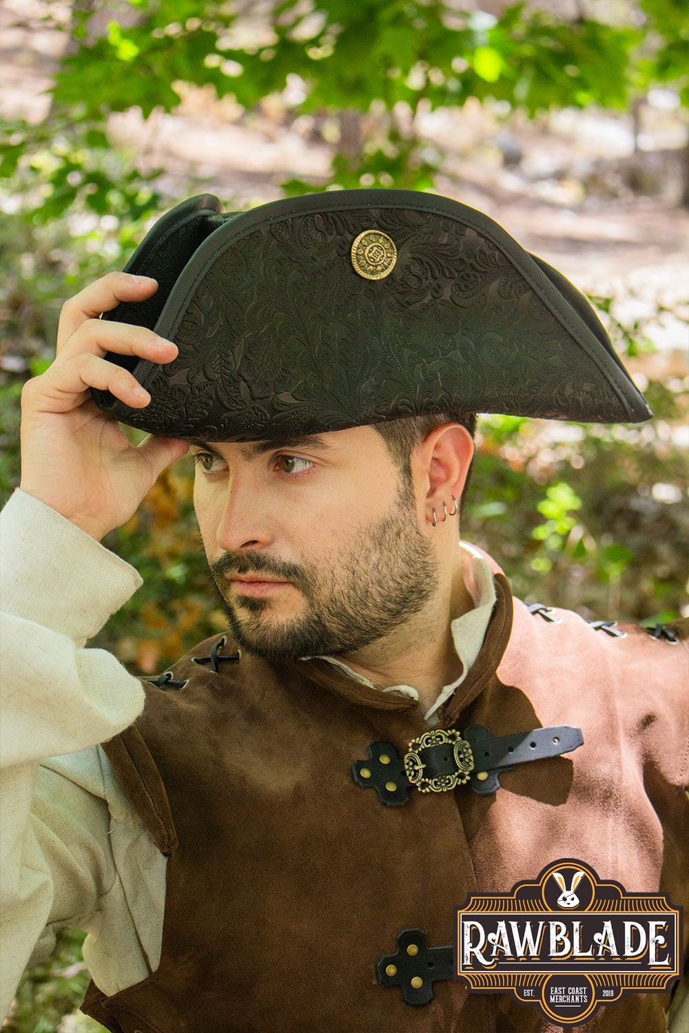 革製スリーダブロン三角帽 - ルネッサンス、LARPコスプレ - Etsy 日本