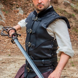 Fantasy Diego Leather Jerkin: Medieval LARP Costume Vest for Renaissance Faire, Cosplay, Ranger Roleplay