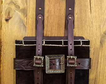 Leather Book Holder, Medieval Fantasy Wizard Pouch, LARP Cosplay Accessory