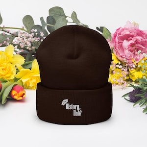 Cuffed Beanie Embroidered Flower Beanie | Unisex Knit Winter Hat with Cuffed Design Thick Winter Beanie with Embroidered Flower
