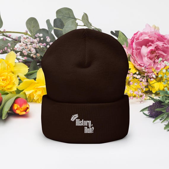 Embroidered Flower Cuffed Beanie | Unisex Knit Winter Hat - Etsy display picture 1