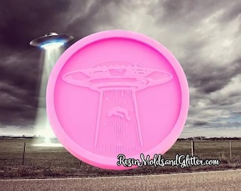 Extraterrestrial Alien Spaceship silicone mold, Outer Space Alien abduction mold, Galactic UFO Alien keychain mold, resin molds