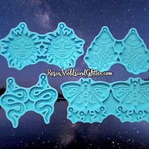Mystic Earrings Silicone Molds, Jewelry Making Earrings Mold for resin, silicone mold for acrylic earrings, Mushroom, Moth, Sun, or Snake