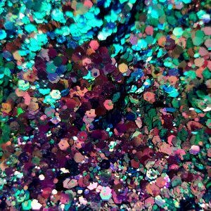 Chalcopyrite Color Shift Chunky Hex Glitter Mix, Chunky Hex Glitter Mix, Deeply Vibrant Glitter for resin tumblers, nail art, body art