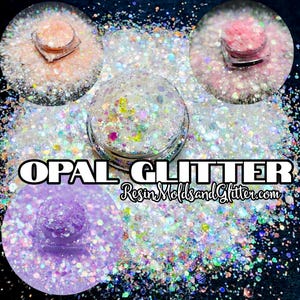 Opal Glitter, White, Pink, Purple and Peach Iridescent Effect White Chunky Hex Mix Glitter, Resin tumblers and nail art, craft glitter