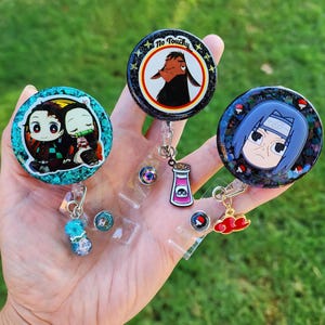 Fan Art Hand Made Custom Badge Reels for Nurses, Anime Badge Reels, Anime badge holder, anime id card holder, anime badge and marker holder