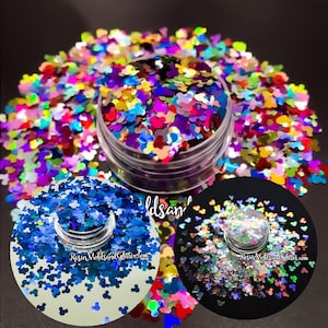multi color mickey glitter, mouse glitter, mouse head glitter, mickey shaped disney nail glitter
