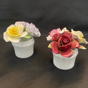 PAIR Royal Doulton Bone China Flower Arrangements - England