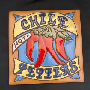 VTG Santa Fe, New Mexico Ceramic Hand Painted Hot Plate - Hot Chili Peppers