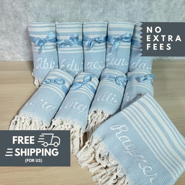 Personalized Turkish Towel, Embroidered Cotton Beach or Bath Towel, Bridesmaid Gift, Bachelorette Party Favor
