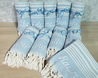 Personalisiertes Handtuch, türkisches Strandtuch, Brautjungferngeschenk, besticktes Baumwollbadetuch, Bachelorette Party Favor, Reise- & Hochzeitsgeschenke
