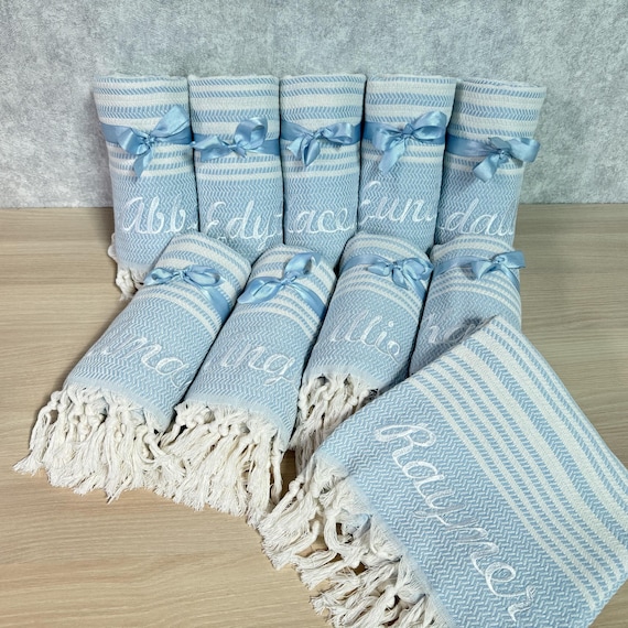 Personalized Towel, Turkish Beach Towel, Bridesmaid Gift, Embroidered Cotton Bath Towel, Bachelorette Party Favor, Travel & Wedding Favors