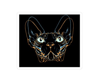 Vigo the Sphynx Symmetry Neon Line Art Sticker