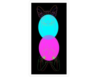 Sphynx Symmetry Cat Neon Art Sticker