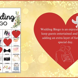 Wedding Bingo Game - 60 Bingo Cards, 50 Images, Wedding Fun, Wedding Activity, Printable Bingo, Wedding Reception Game, Bridal Shower Game