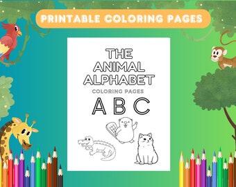 Animal Alphabet Coloring Book: 26 Printable ABC Pages (Digital Download)