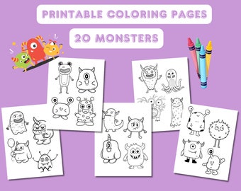 Monster Coloring Pages: 20 Fun Monster Designs (Digital Download)