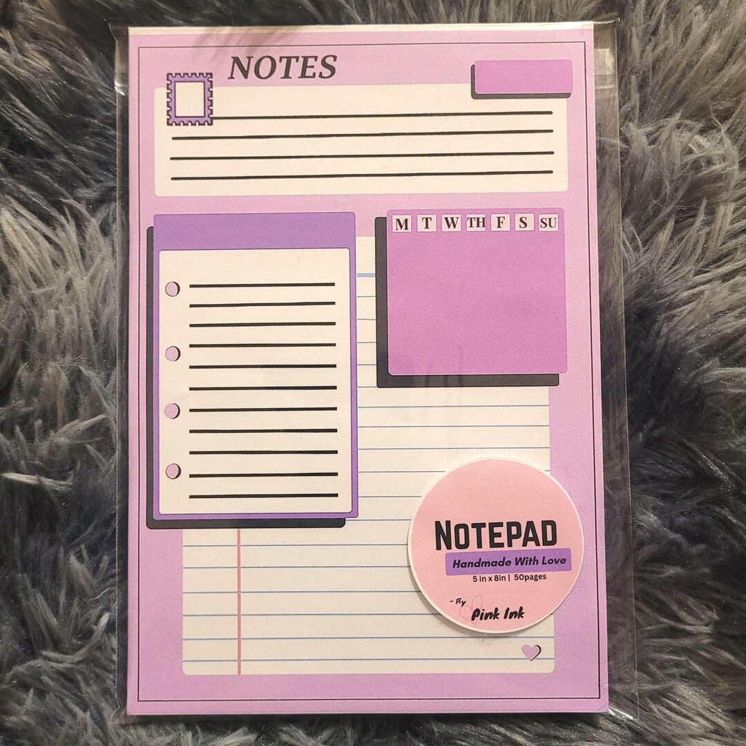 Purple Notepad Sticker Notepad 50 Pages, Pink and Purple Handcrafted, Daily Notes - Etsy