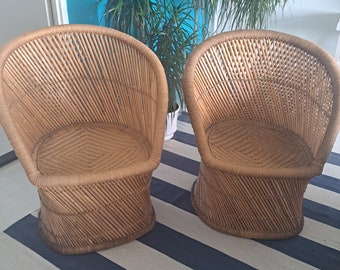 2X Set Price Indian Ratten Chair Handmade Eco - Friendly Vintage Bamboo