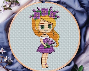 cross stitch purple dress Fair Trade Kids Clothes