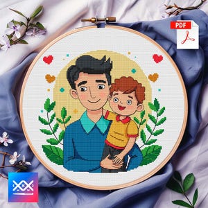 Schema punto croce per la festa del papà in formato PDF, download digitale, facile da realizzare, punto croce, disegno punto croce contato, il miglior papà di sempre, regalo per la festa del papà