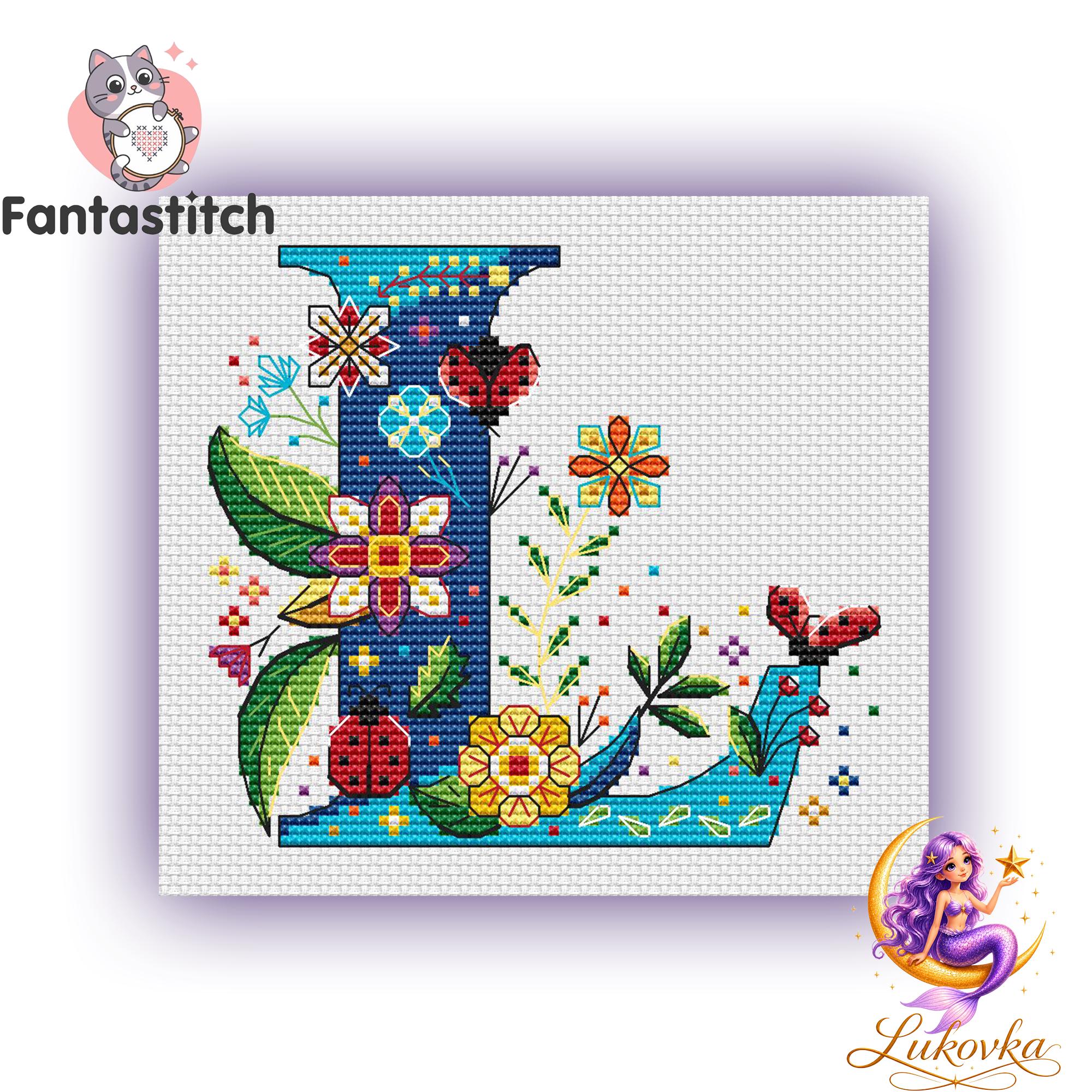 Counted Cross Stitch Pattern Letter L, Floral Alphabet PDF - Etsy