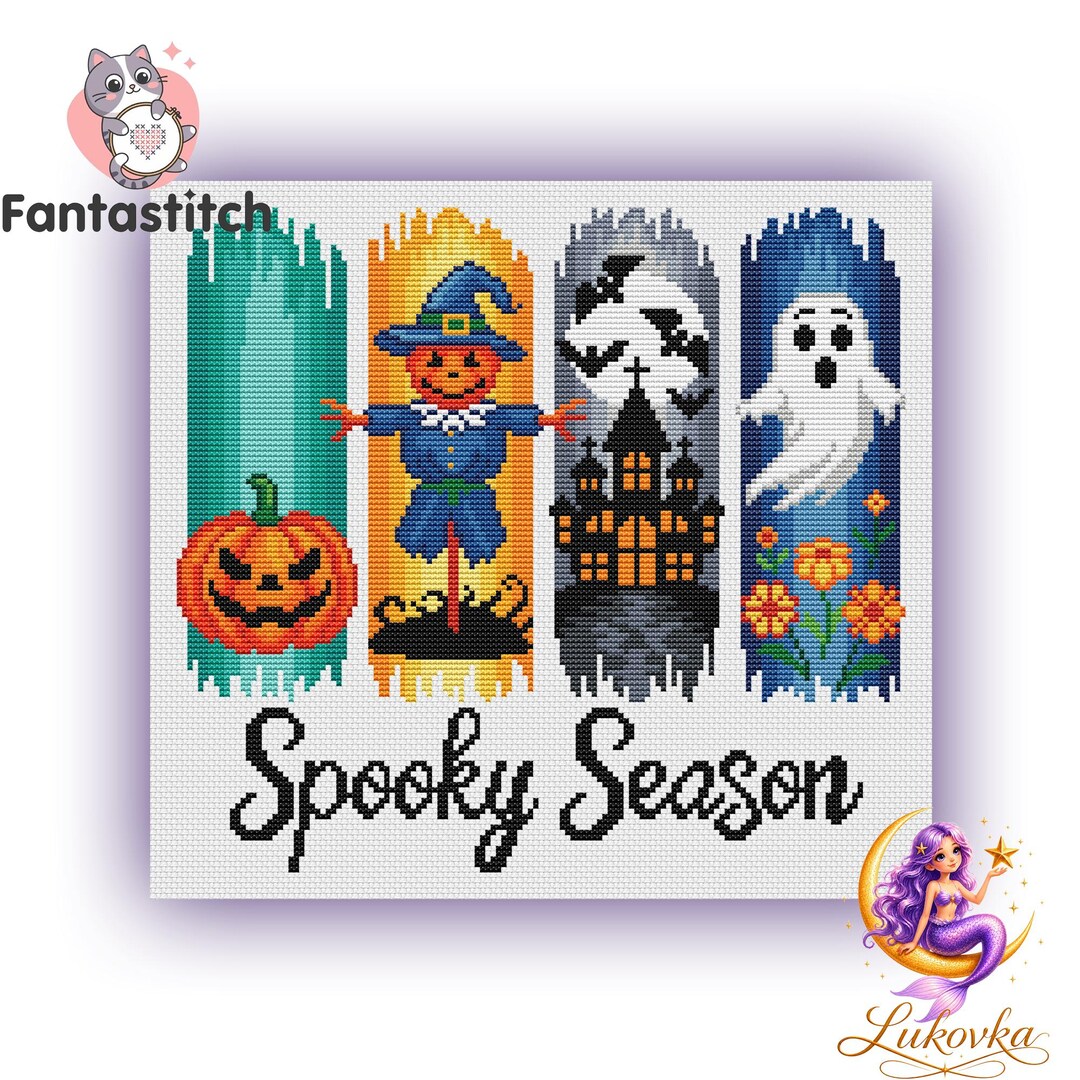 Halloween Counted Cross Stitch Pattern PDF, Spooky Season Design ...