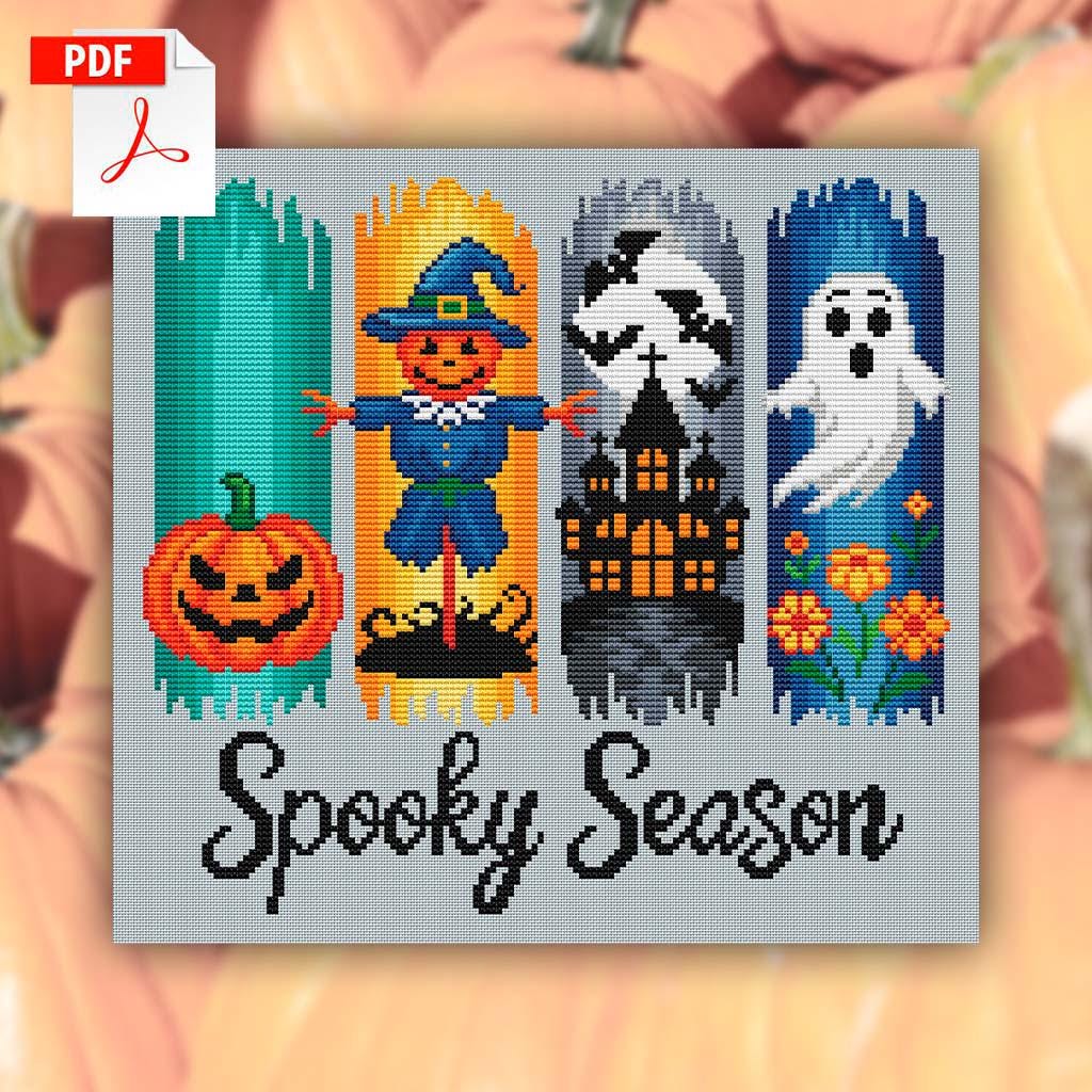 Halloween Counted Cross Stitch Pattern, Spooky Season PDF Design - Etsy