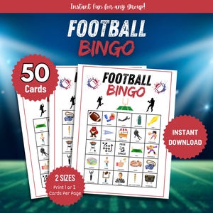 Football Bingo Printable | Fun Football Party Game | Perfect for Game Day | Engaging Bingo Game for Kids | Instant Digital Download