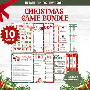 Christmas Holiday Game Bundle | 10 Fun Christmas Party Games for Families | Christmas Charades, Bingo, Scavenger Hunt Xmas Games