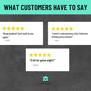 May include: Image with the text "WHAT CUSTOMERS HAVE TO SAY" at the top. Three white rectangular boxes with customer reviews and star ratings are below. The ottermade logo is at the bottom.