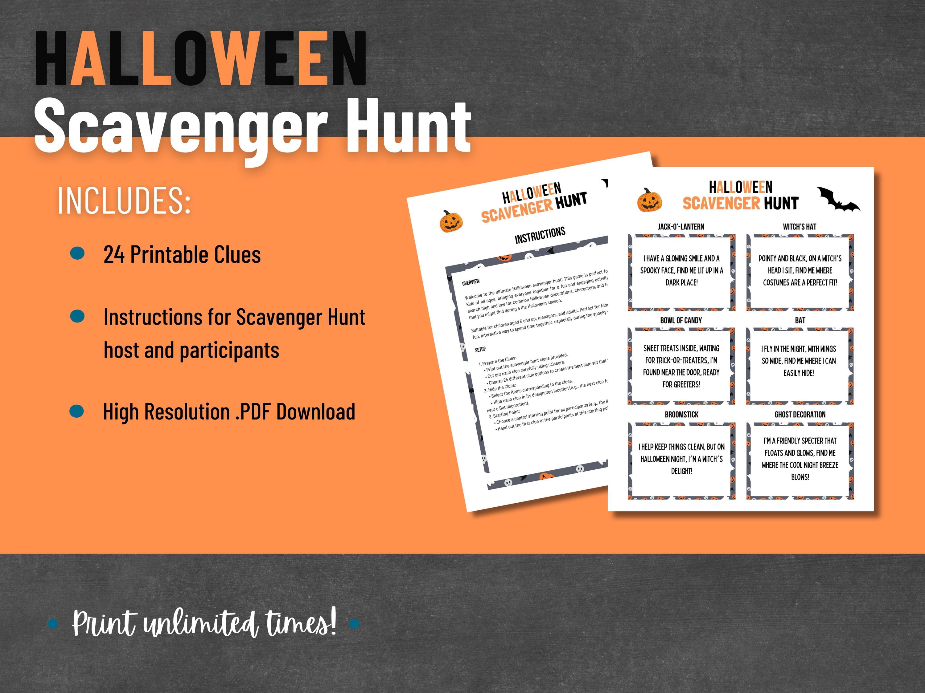 Halloween Scavenger Hunt Game for Kids and Families | Printable ...