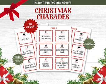 Jeux de fête de Noël Charades de Noël pour adultes à imprimer | Idées de charades de Noël, chansons de Noël et jeu de charades amusant pour les fêtes