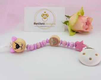 Handmade personalized pacifier chain bear
