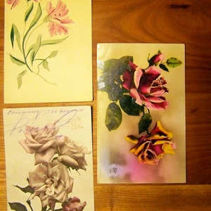 3 Cartes postales anciennes (fleurs)