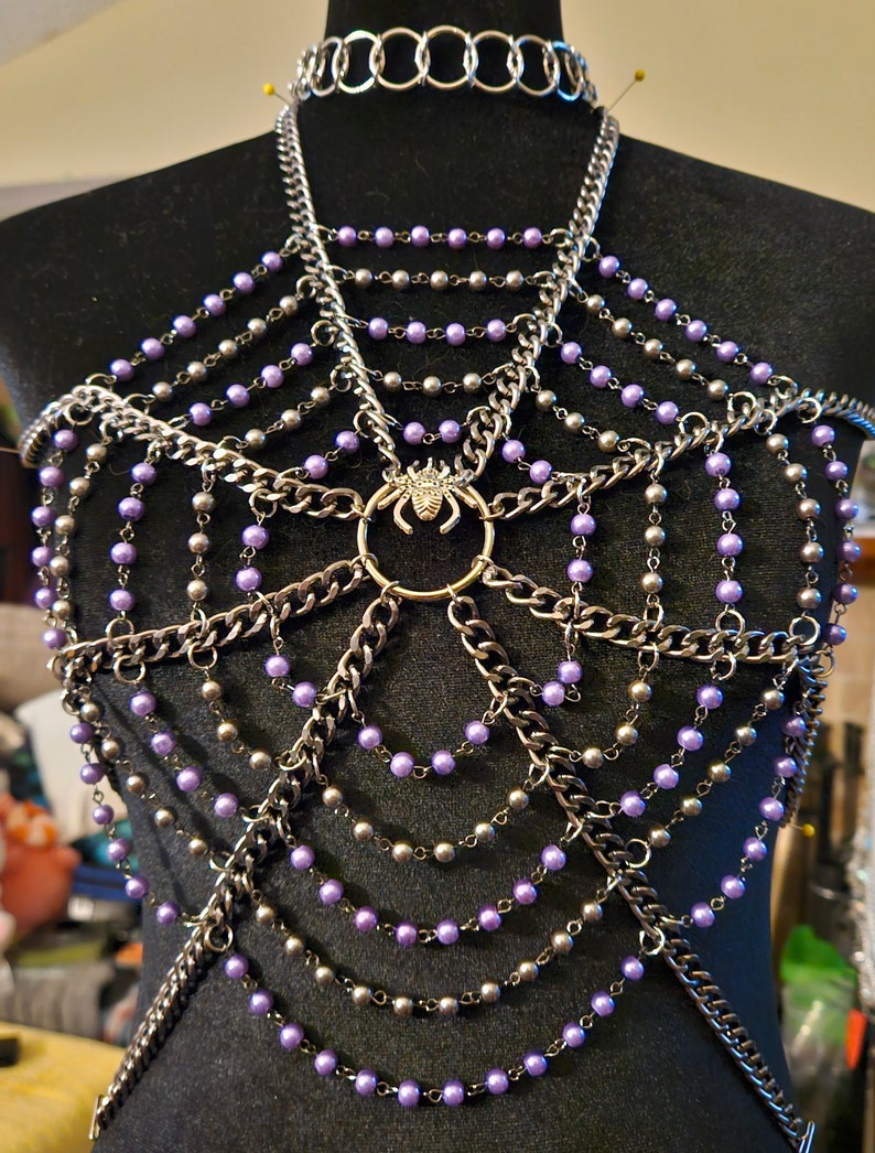 Rave Jewelry, Purple and Black Spider Web - Etsy