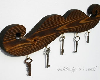 brown mustache key hook