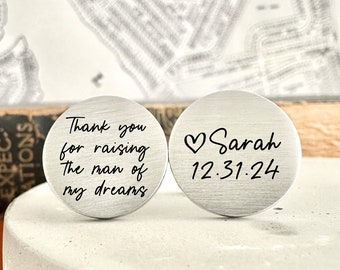 Engraved Cufflinks Father of the Groom Gift from bride Cuff links for Dad of Groom on Wedding Day Personalized Cufflinks Silver Cufflinks