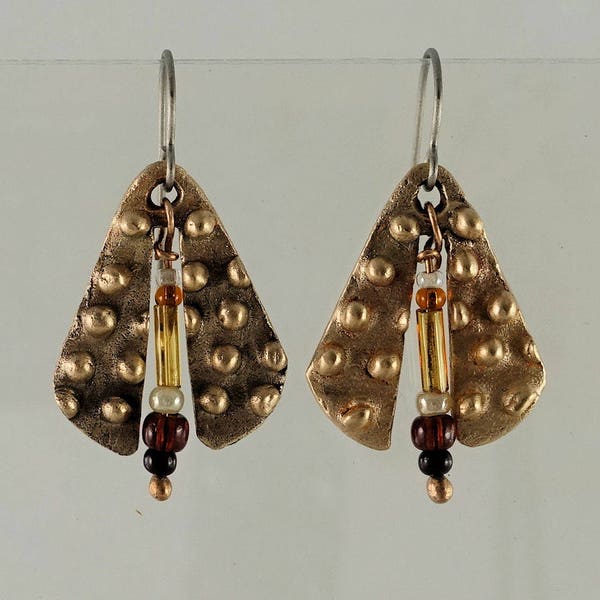 Handcrafted Bronze Dangle Earrings - OOAK