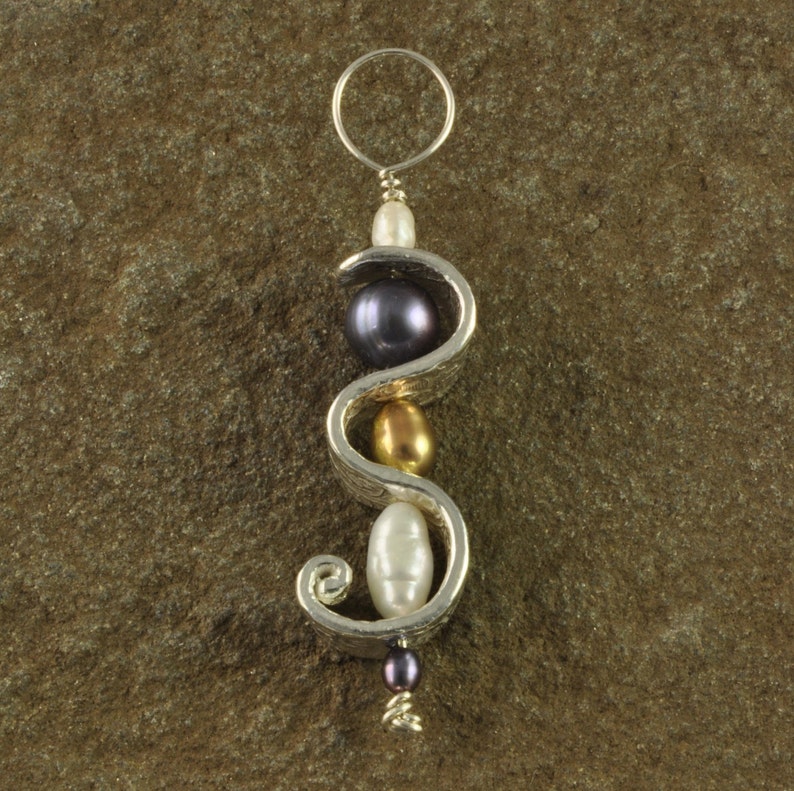 Pearls and Fine Silver Pendant Handcrafted OOAK Etsy