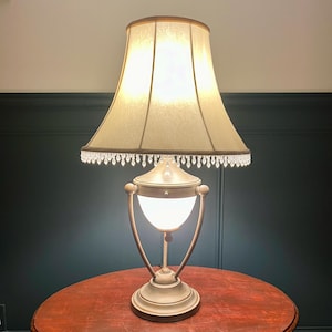 Vintage Metal Lamp With Beaded Shade