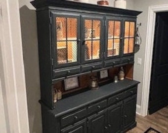 SOLD**Rustic Solid Pine Display Hutch