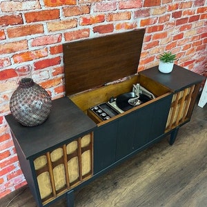 SOLD - Example only. Mid-Century Silvertone Stereo Console