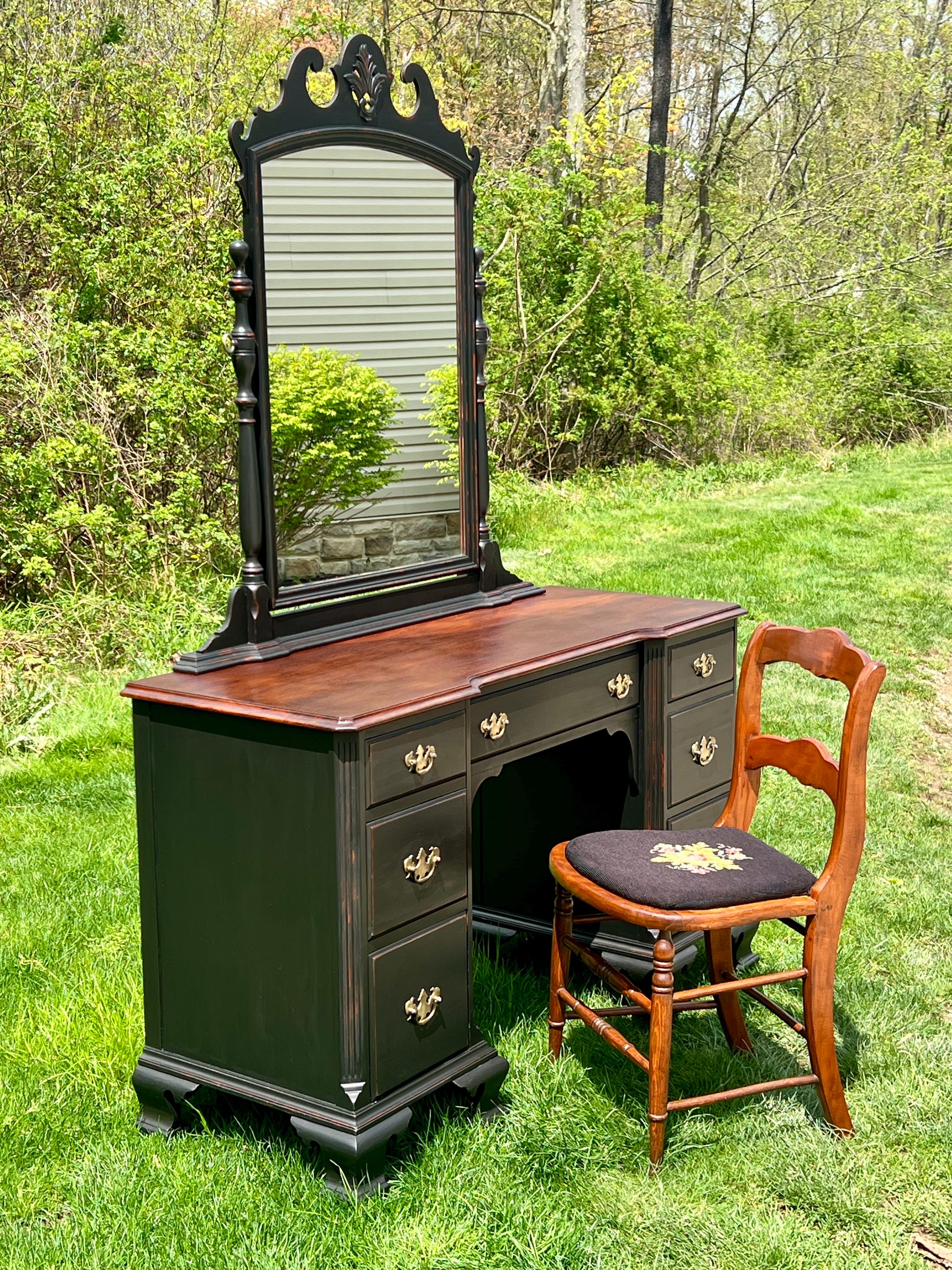 Antique Vanity Desk With Mirror - Etsy
