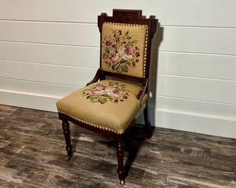 Antique Eastlake Style Needlepoint Chair