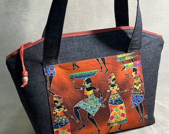 Santorini Purse with Top Handles | Zippered Purse | Handmade Locally