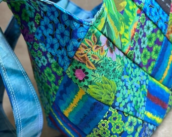 Handmade Quilted Mini Tote Bag | Reversible Cotton Lunch Bag