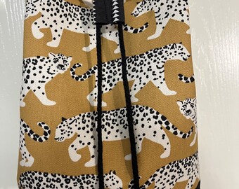 Cheeta Bucket Bag / Backpack | Canvas Fabric with Faux Leather Bottom